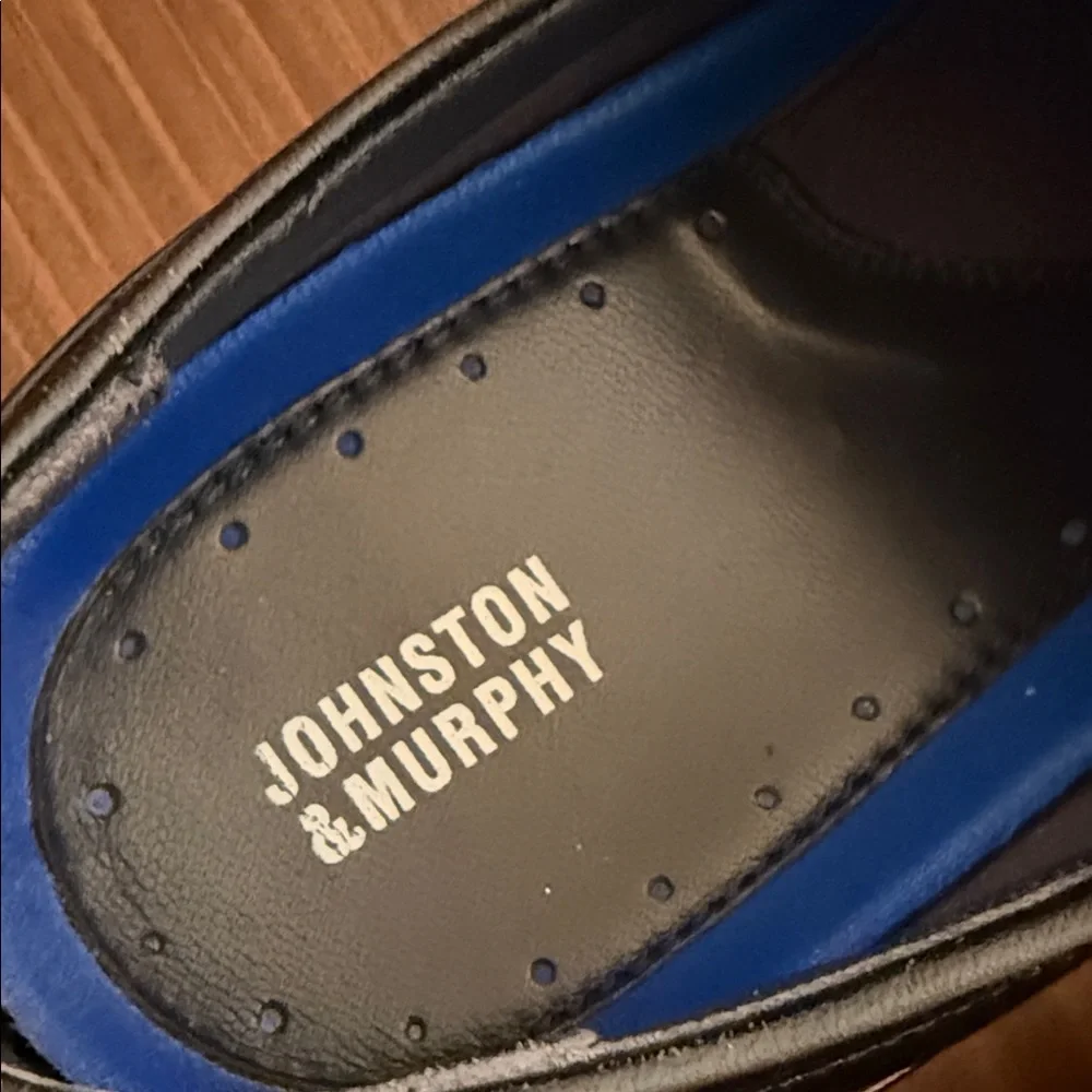 Johnston & Murphy Black Leather Cap Toe Oxford Dress Shoes Classic Mens